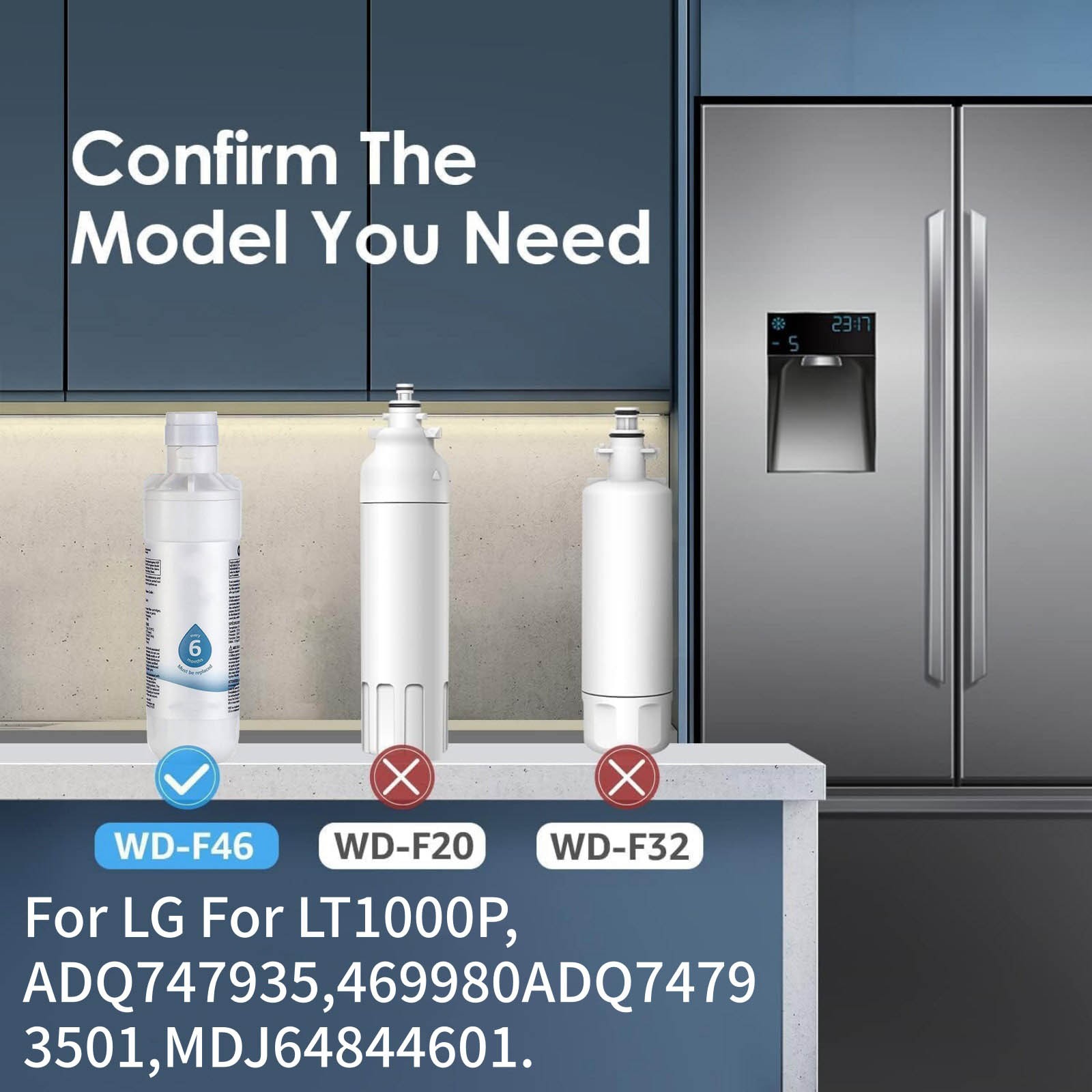 Water Filter Cartridge ADQ747935 For LG CF16 GF-1000P Refrigerator Model Series