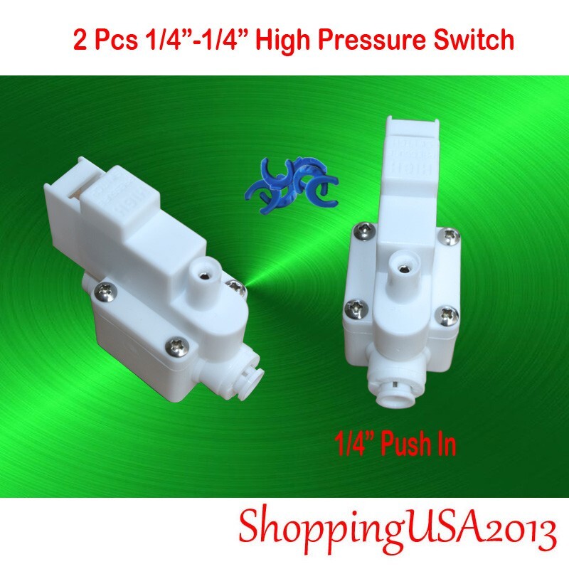 2 Pcs 1/4″ High Pressure Switch For Pump RO Water Fitlers Reverse Osmosis Parts