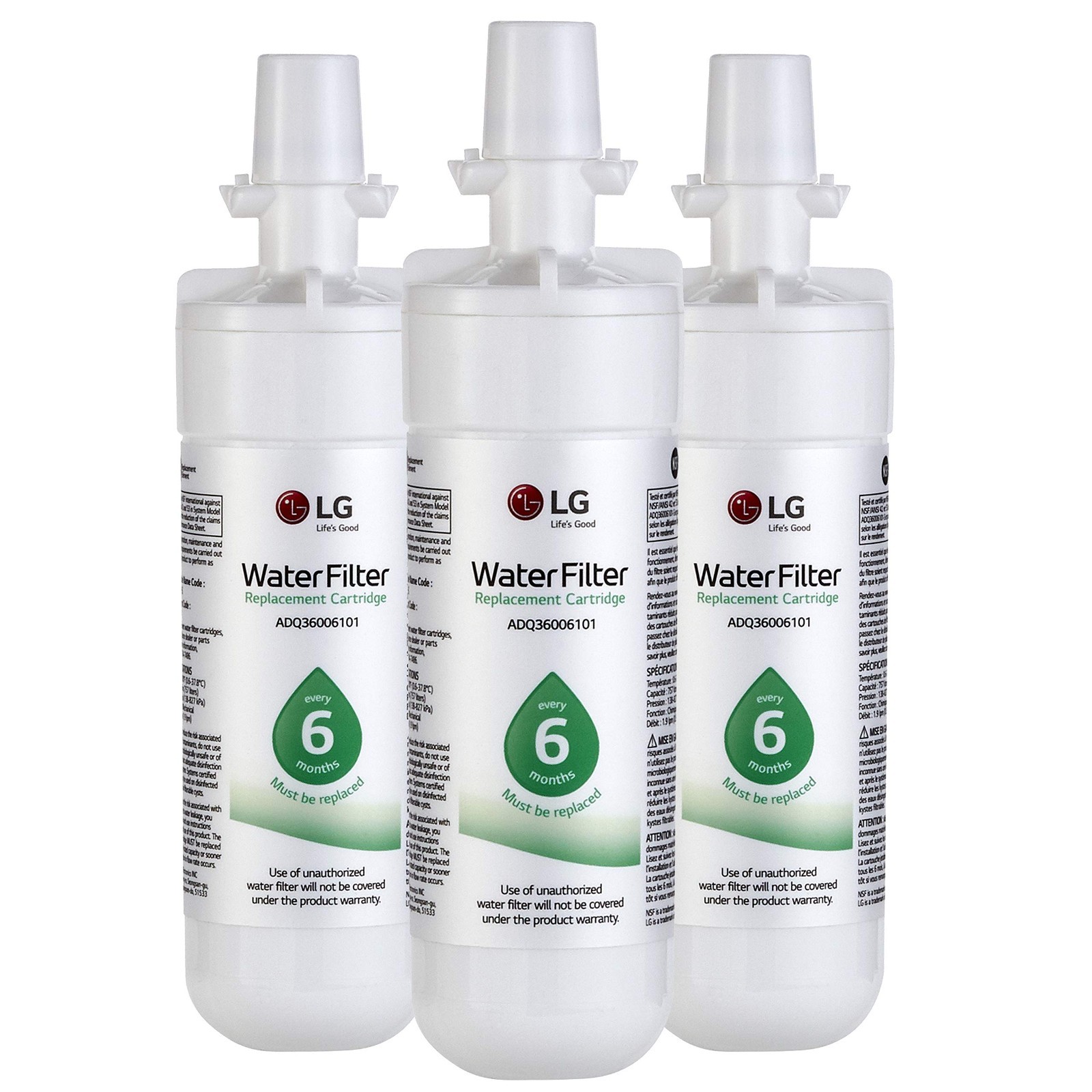 LG LT1000P LT700P3 Refrigerator Water Filter, 3 Count [Pack of 1], White.