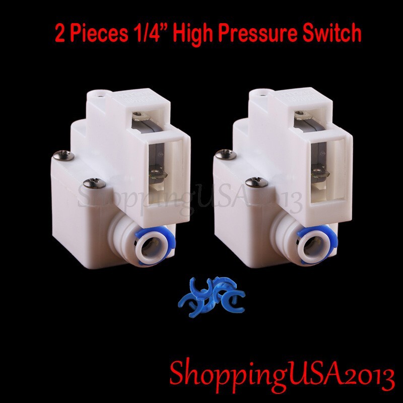 2 Pcs 1/4″ High Pressure Switch For Pump RO Water Fitlers Reverse Osmosis Parts