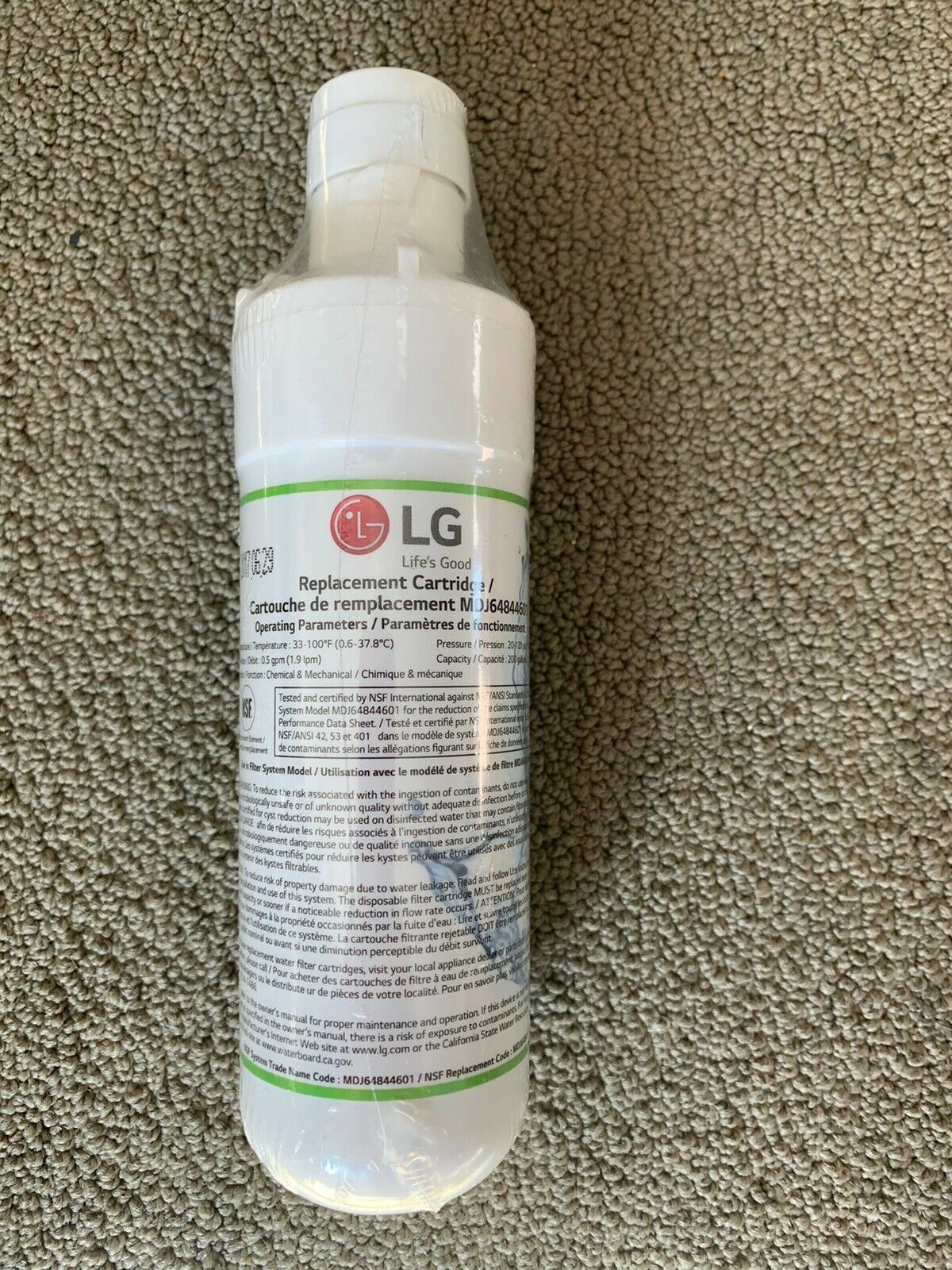 LG Refrigerator Water Filter Lt1000P/PC/PCS ADQ74793504
