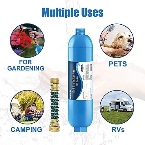 4 Packs of RV Inline/Marine Water Filter With Flexible Hose Protector, NSF 4