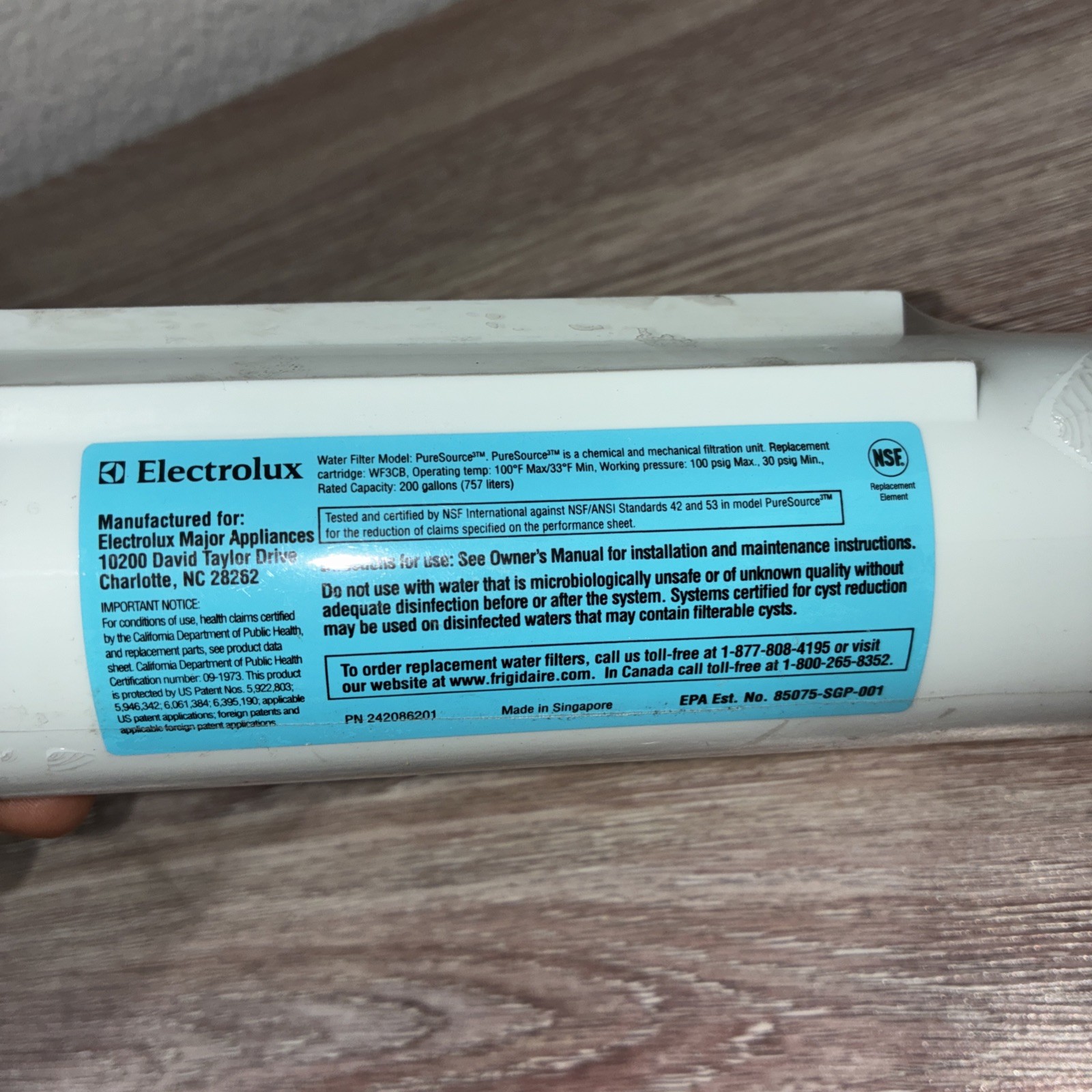 WF3CB Electrolux Replacement Water Filter Puresource 3 Ice & Water