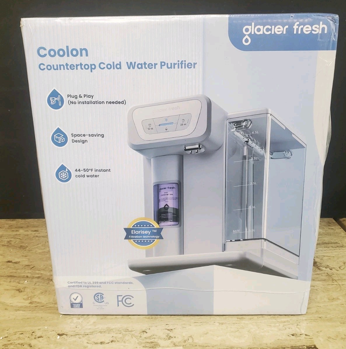 NEW GLACIER FRESH C03 Coolon Countertop Cold Water Purifier w/ Upgraded Elarisey
