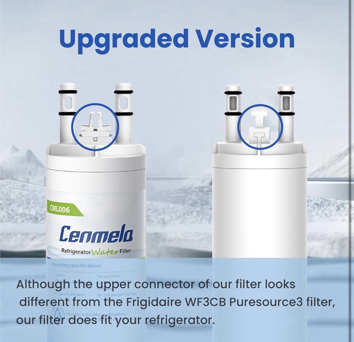WF3CB Frigidaire Replacement Water Filter, Compatible w/ Frigidaire WF3CB 3 Pack