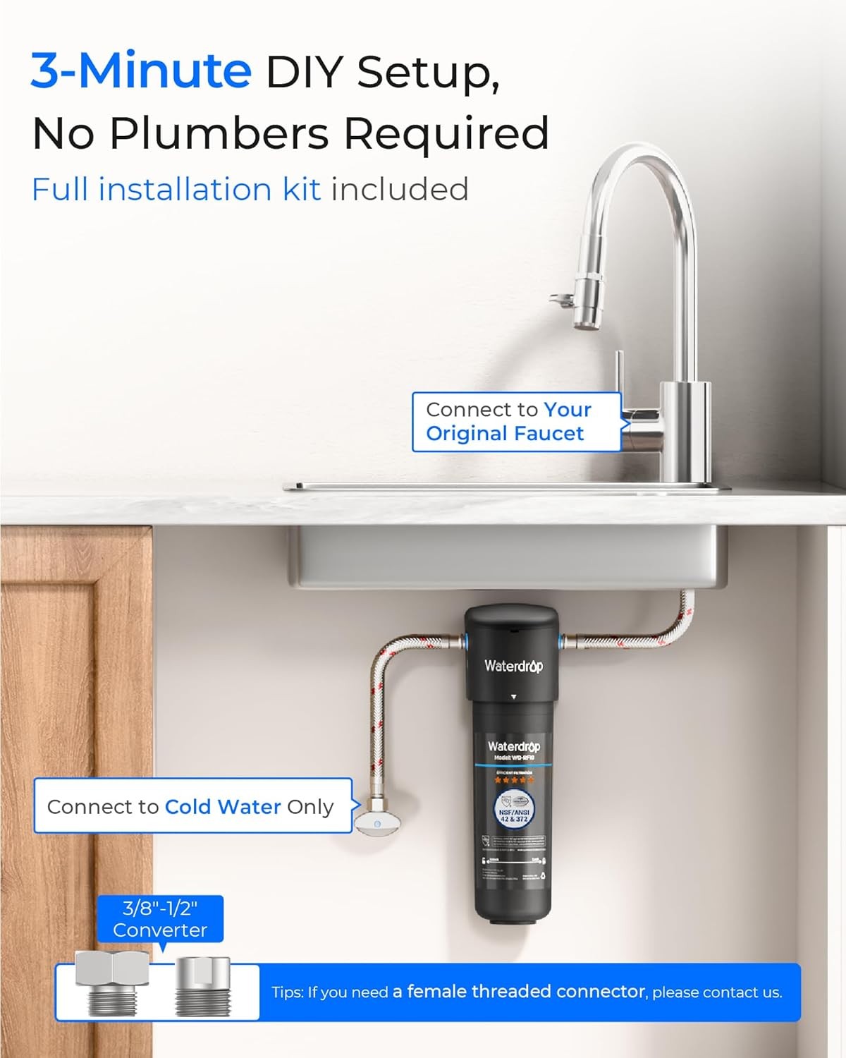 Waterdrop 10UA Under Sink Water Filter System AND Extra RF10 Water Filter