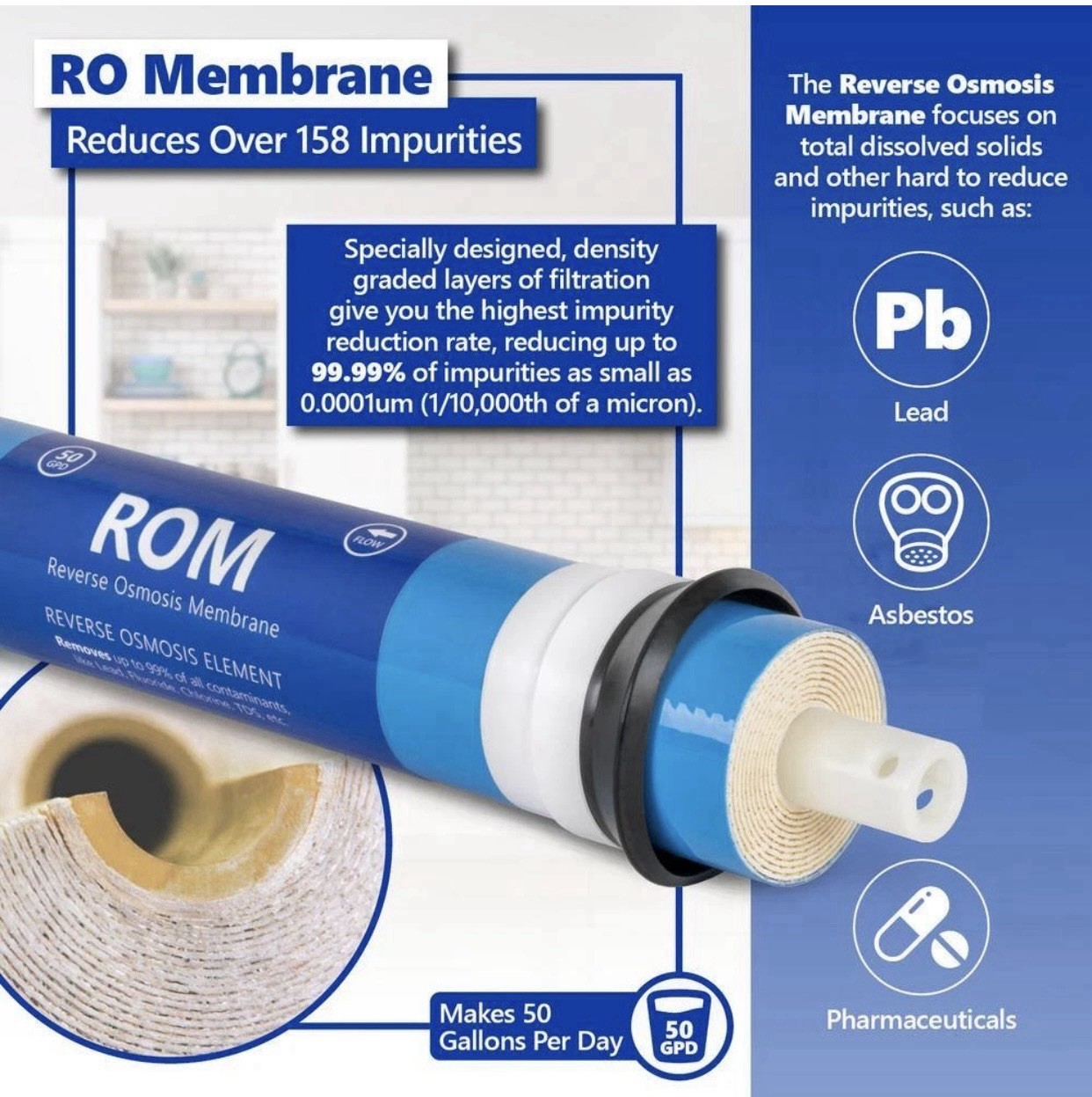 6 Months Alkaline Reverse Osmosis System Replacement Set 6 Filters 50 GPD *NIB*