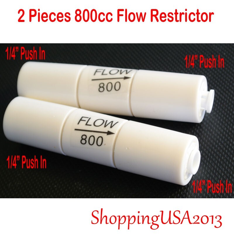 2 Pcs 800 ML Flow Restrictor Push In Quick Connect Unter Sink RO Water Filter
