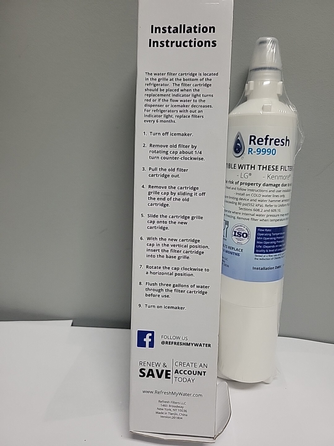 Refresh Replacement Filter R-9990 LG/Kenmore Refrigerators New LT600P 5231JA2006