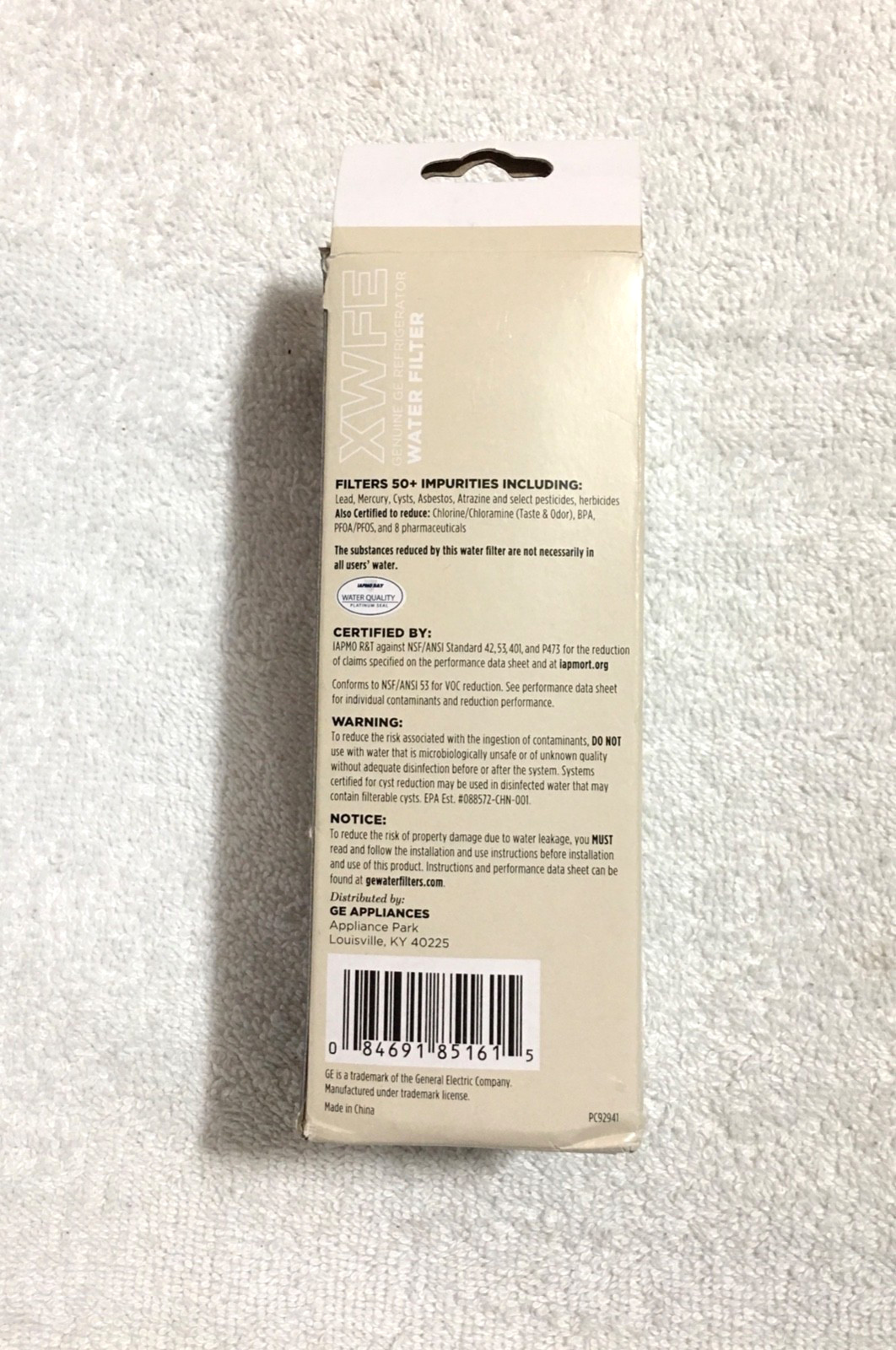 GE XWFE Refrigerator Water Filter, Certified To Reduce 50+ Impurities, Sealed