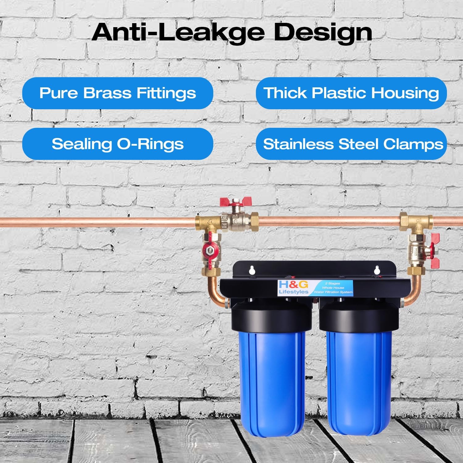 2-Stage Whole House Water Filtration System, GAC KDF 58 Filter and PP Cotton …