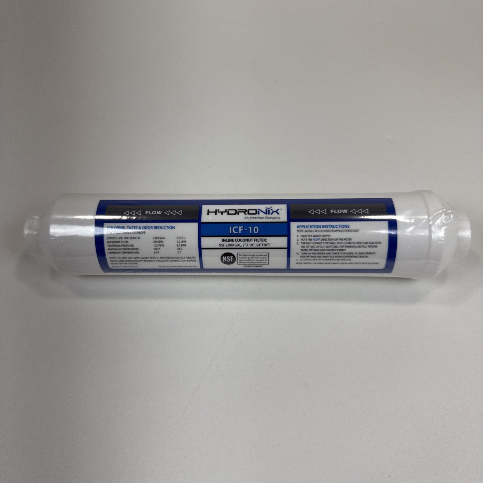 Hydronix ICF-10 Inline Coconut Carbon Water Filter 1/4″ FNPT