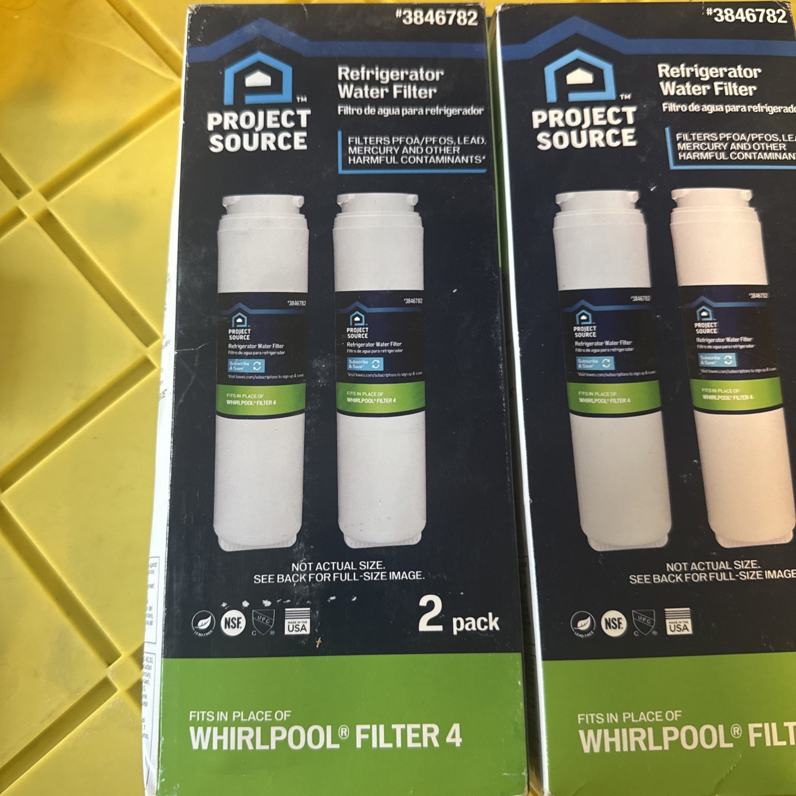 2, 2-PACKS! Project Source 3846782 M-2-2 Fridge Water Filter Whirlpool Filter 4