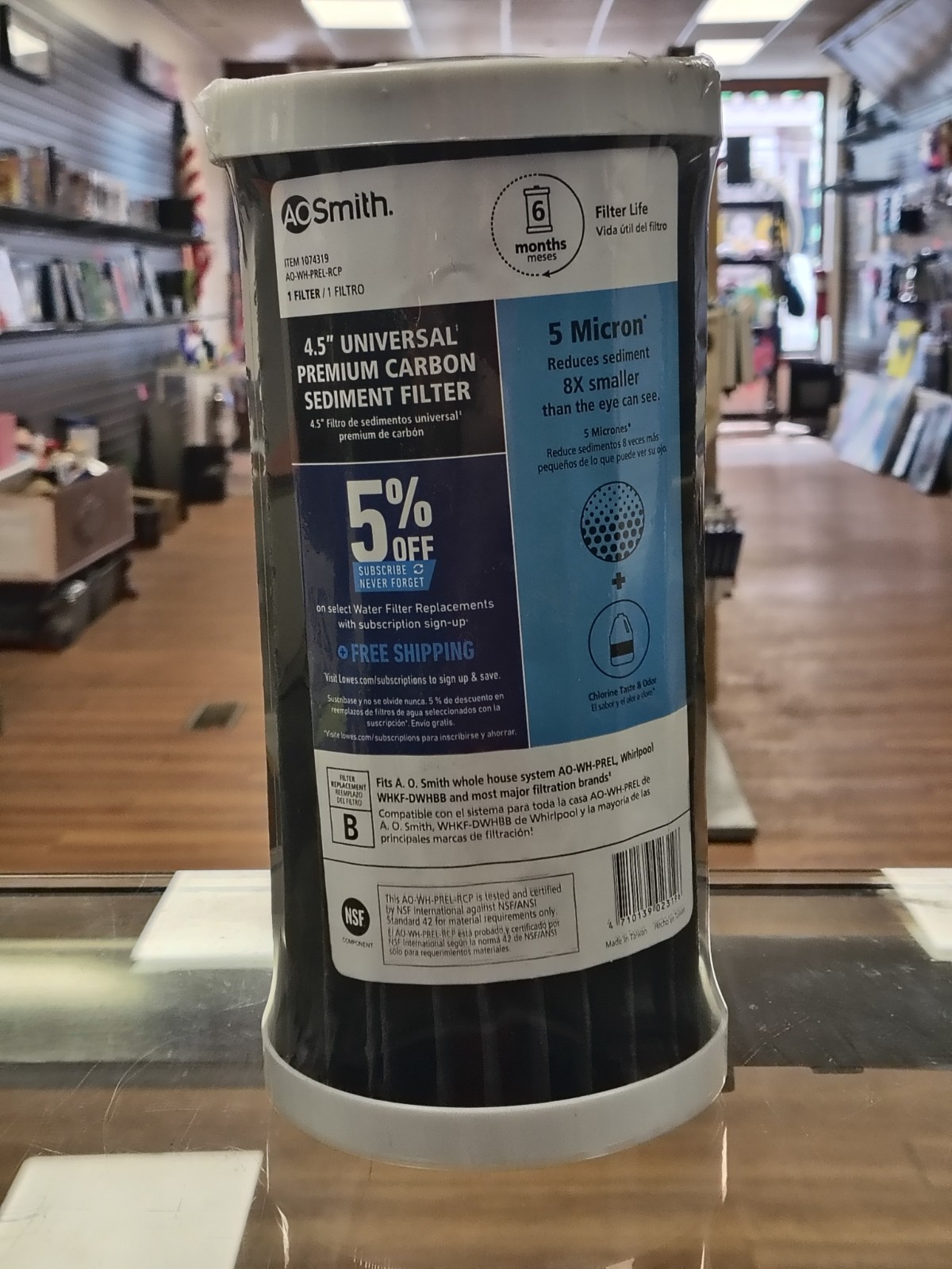 A.O. Smith AO-WH-PREL-RCP 4.5″ Universal Premium 5 Micron Carbon Sediment Filter