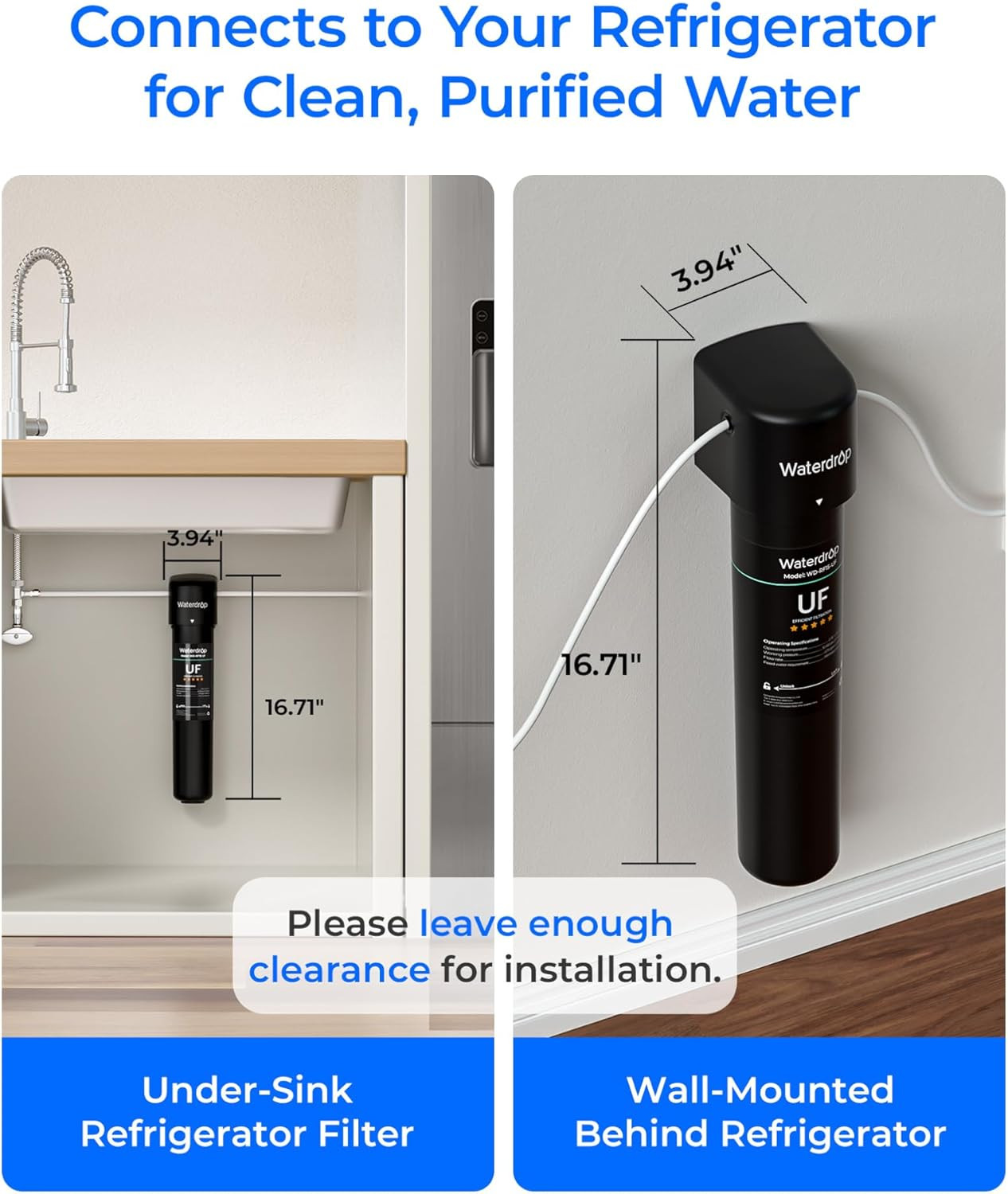 15UC-UF 0.01 Μm Inline Water Filter for Refrigerator, 2 Years, in Line Water Fil