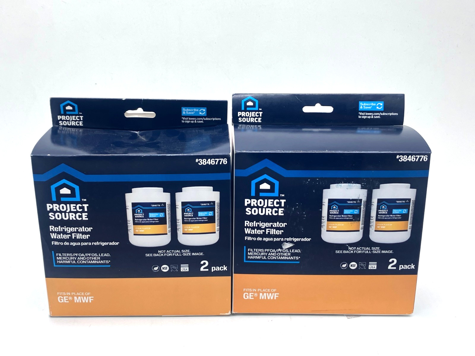 4 PACKS Project Source #3846776 Refrigerator Water Filter fits GE MWF 2-2 Packs