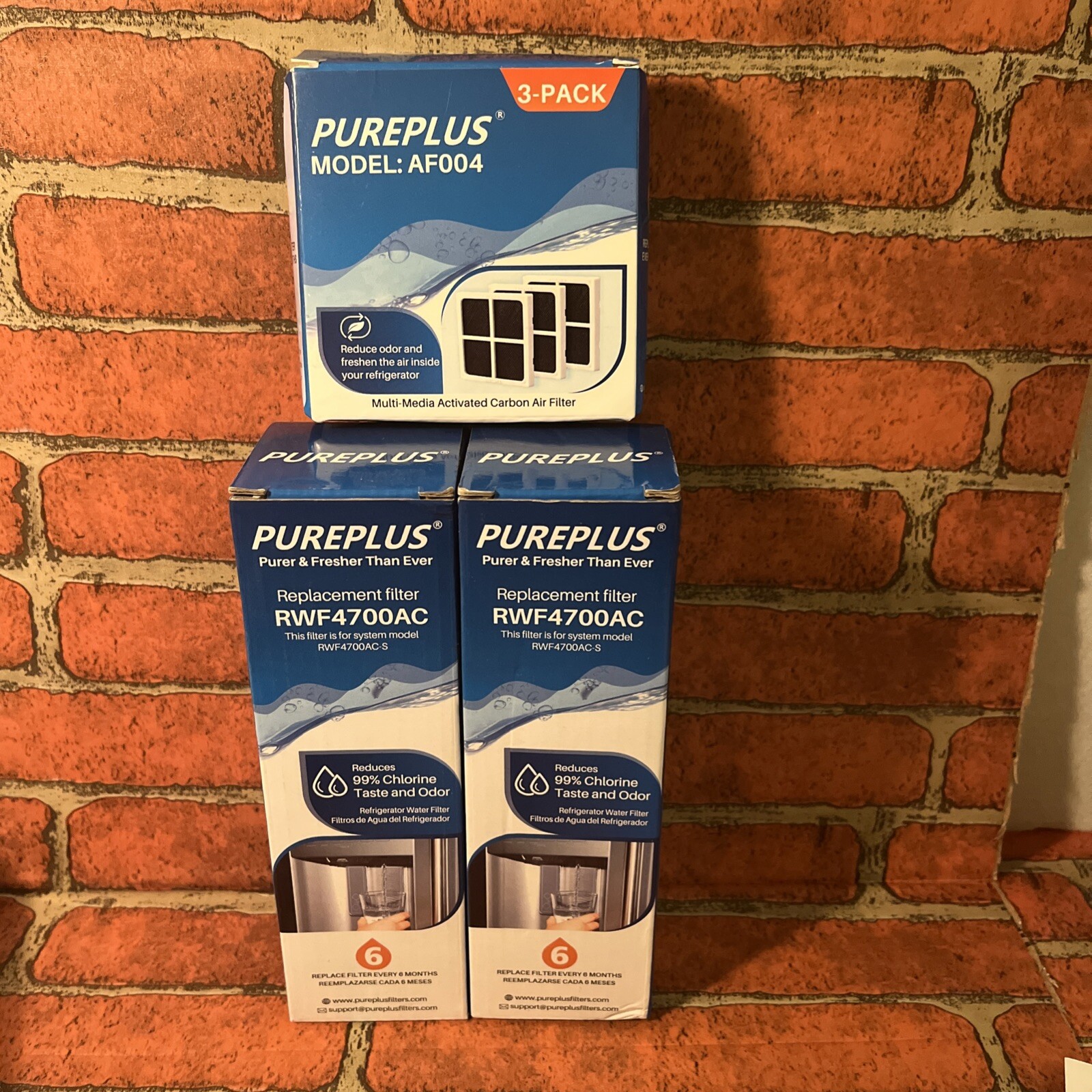 PUREPLUS RWF4700AC Replacement Refrigerator Water Filters x 2 Plus AF004 Filter