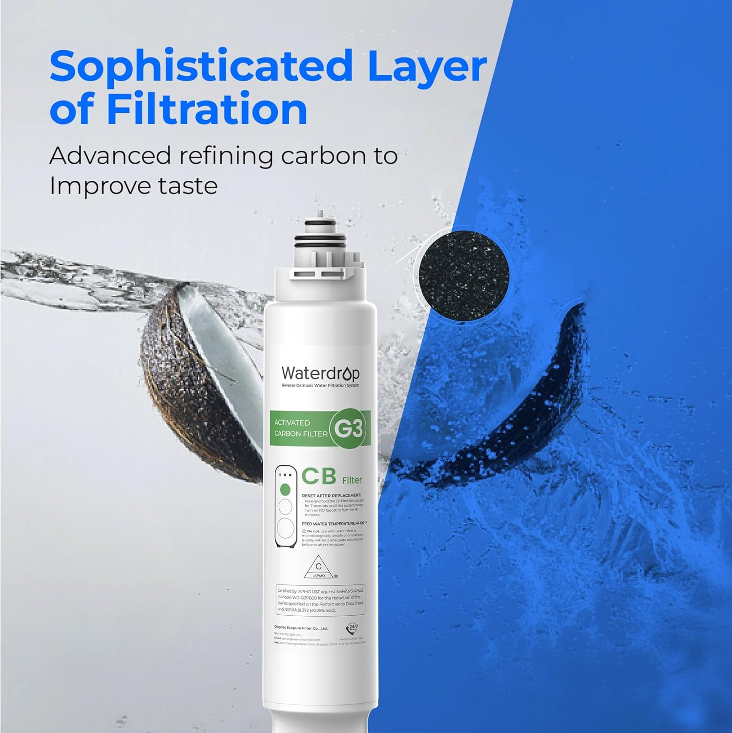 Waterdrop G3 Replacement Filter 1-Year Combo, Pack of 2 WD-G3-CF Filters and 1 W