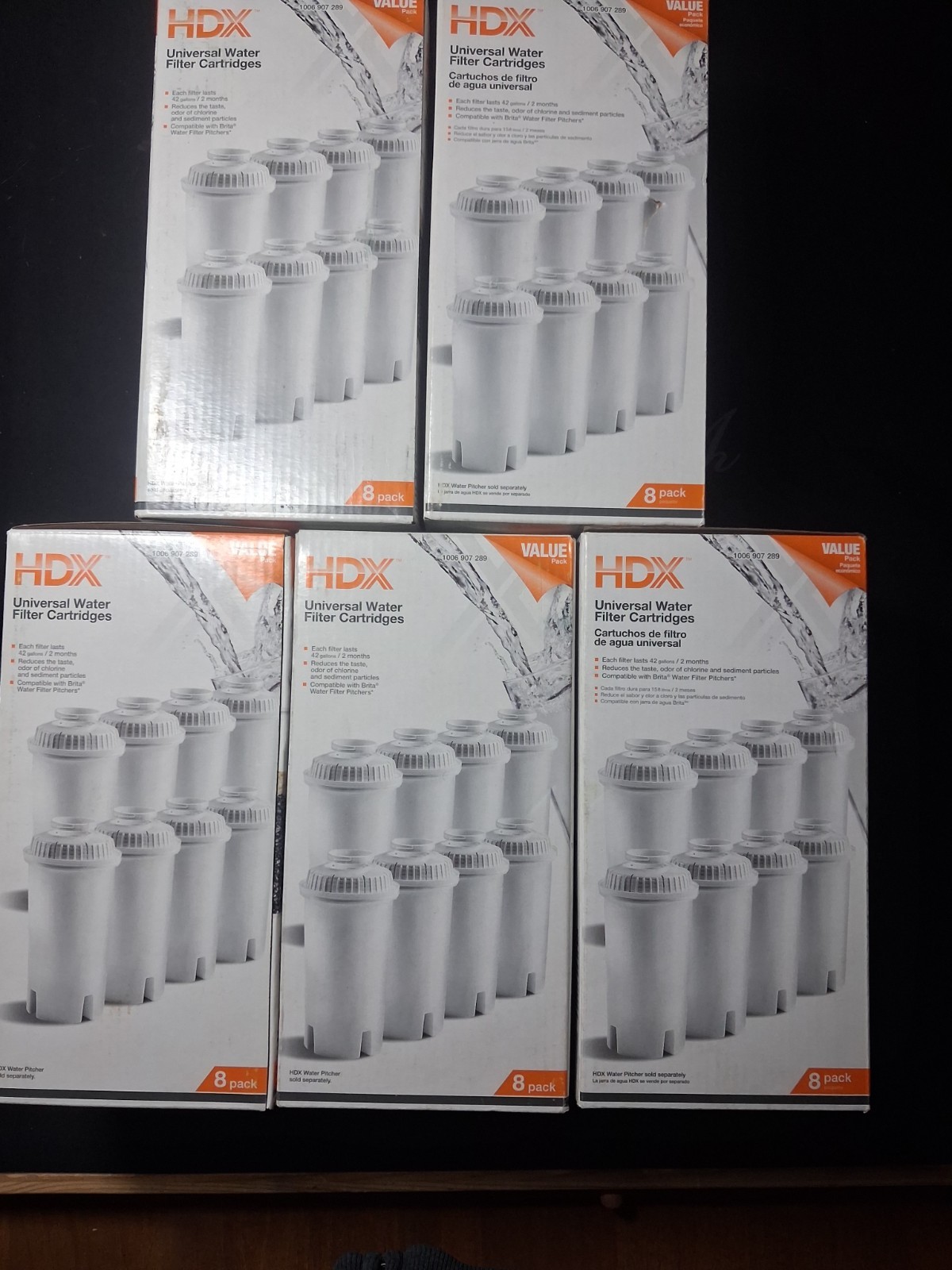 HDX Brita Pitcher Universal Replacment Water Filter Cartridges Lot Of 5, 8-Packs