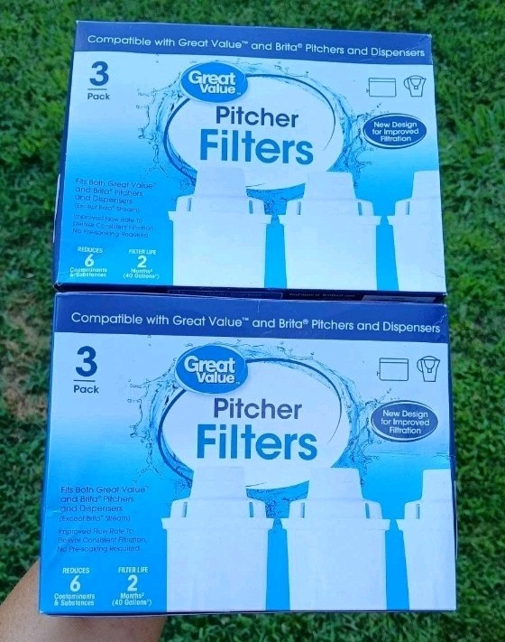 Great Value Water Filters, Fits Great Value & Brita Pitchers Replacement 3 Pack