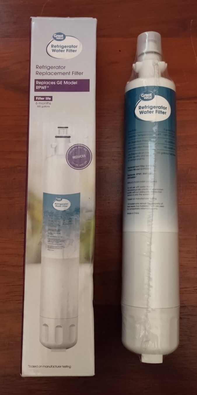 Great Value Refrigerator Water Filter Replaces GE Model RPWF 6Months 300 Gallons