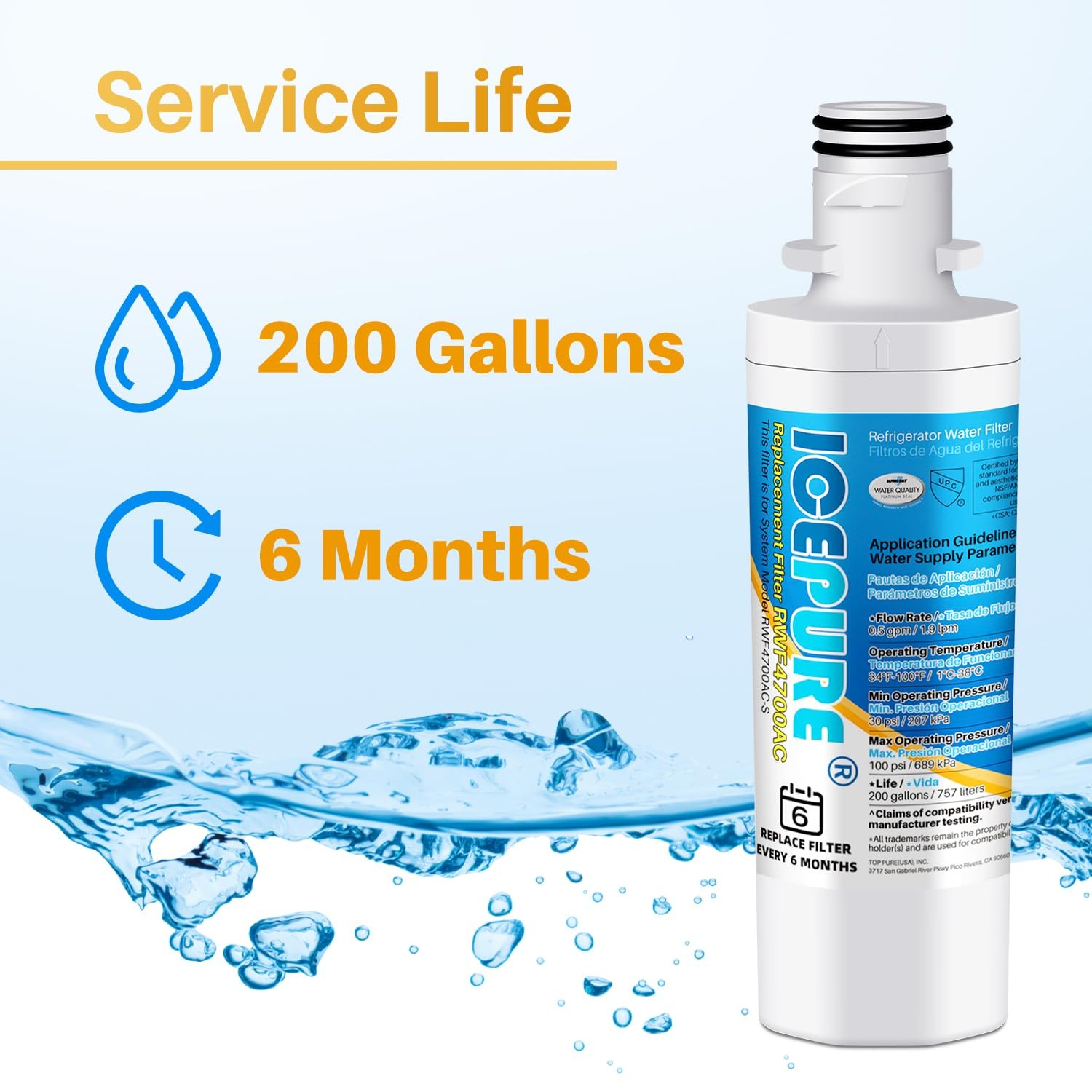 Refrigerator Water Filter Replacement for LG Kenmore Elite 9980 4 Pack Pure Tast