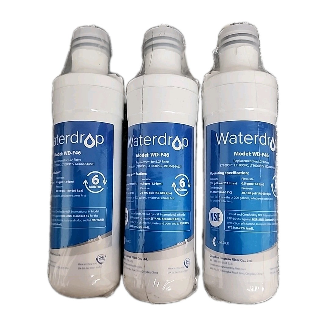 Lot Of 3 Waterdrop WD-F46 Refrigerator Water Filter for Samsung