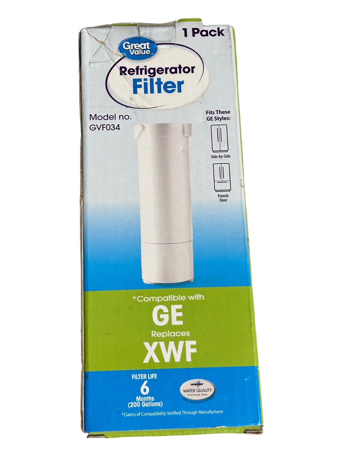 Great Value Water Filter Replaces XWF – For French Door or Side-By-Side – GVF034