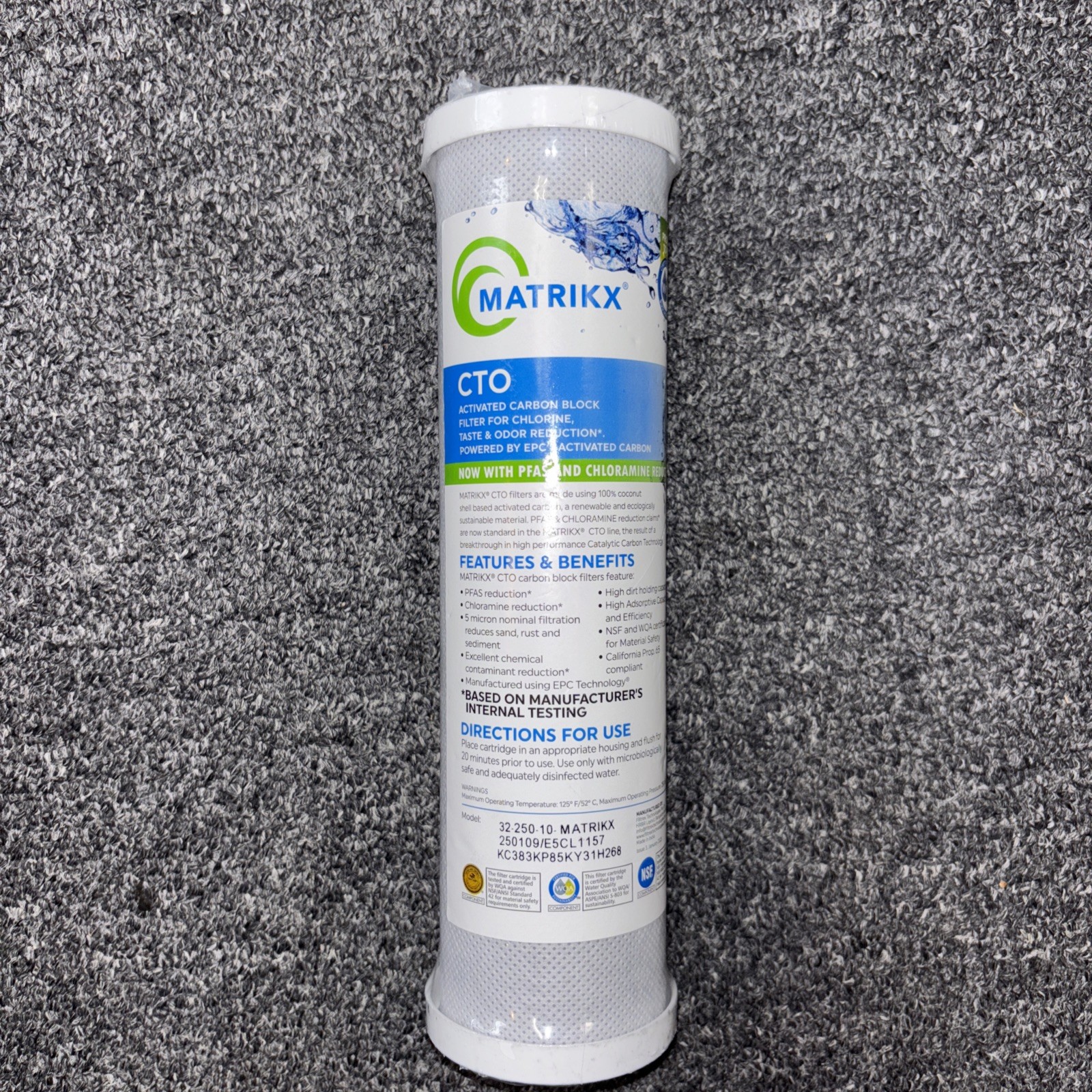 Matrikx 32-250-10-MATRIKX CTO 5-Micron 2.5″ X 10″ Taste/Odor, Sediment