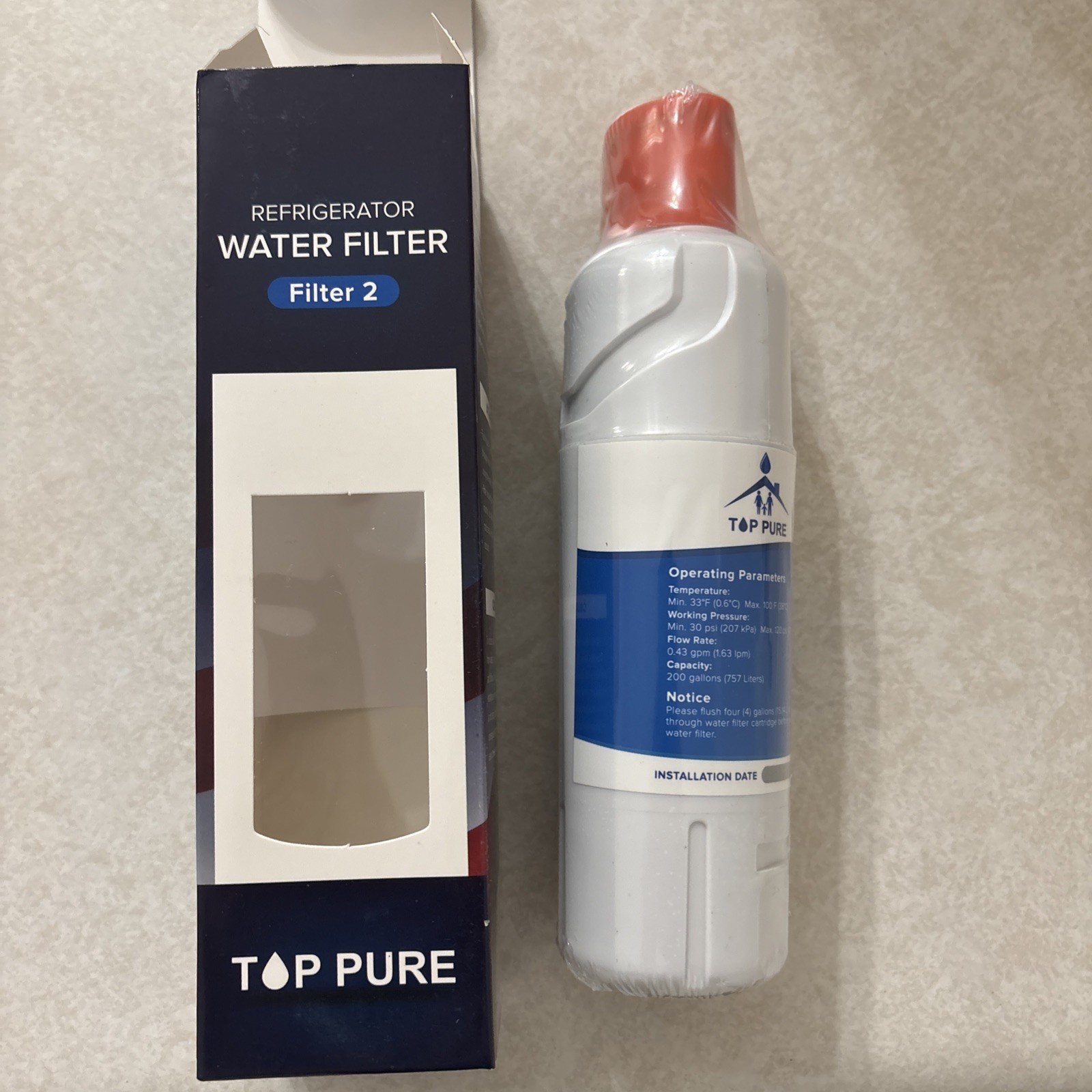 Top Pure Refrigerator Water Filter 200 Gallon Filter 2 Open Box Sealed Filter