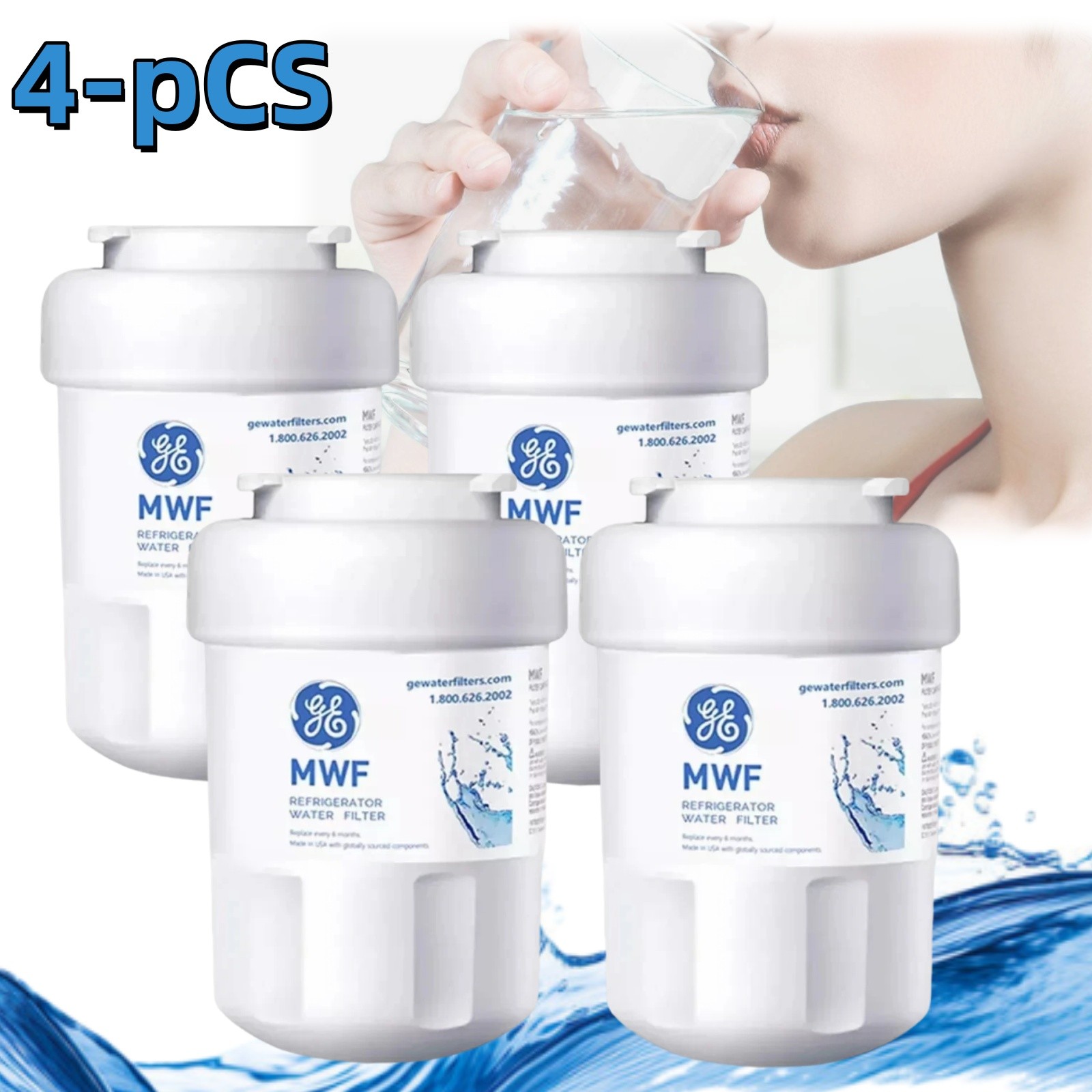 NEW 4 PACK FOR GE MWF MWFP GWF 46-9991 Smartwater Fridge Water Filter