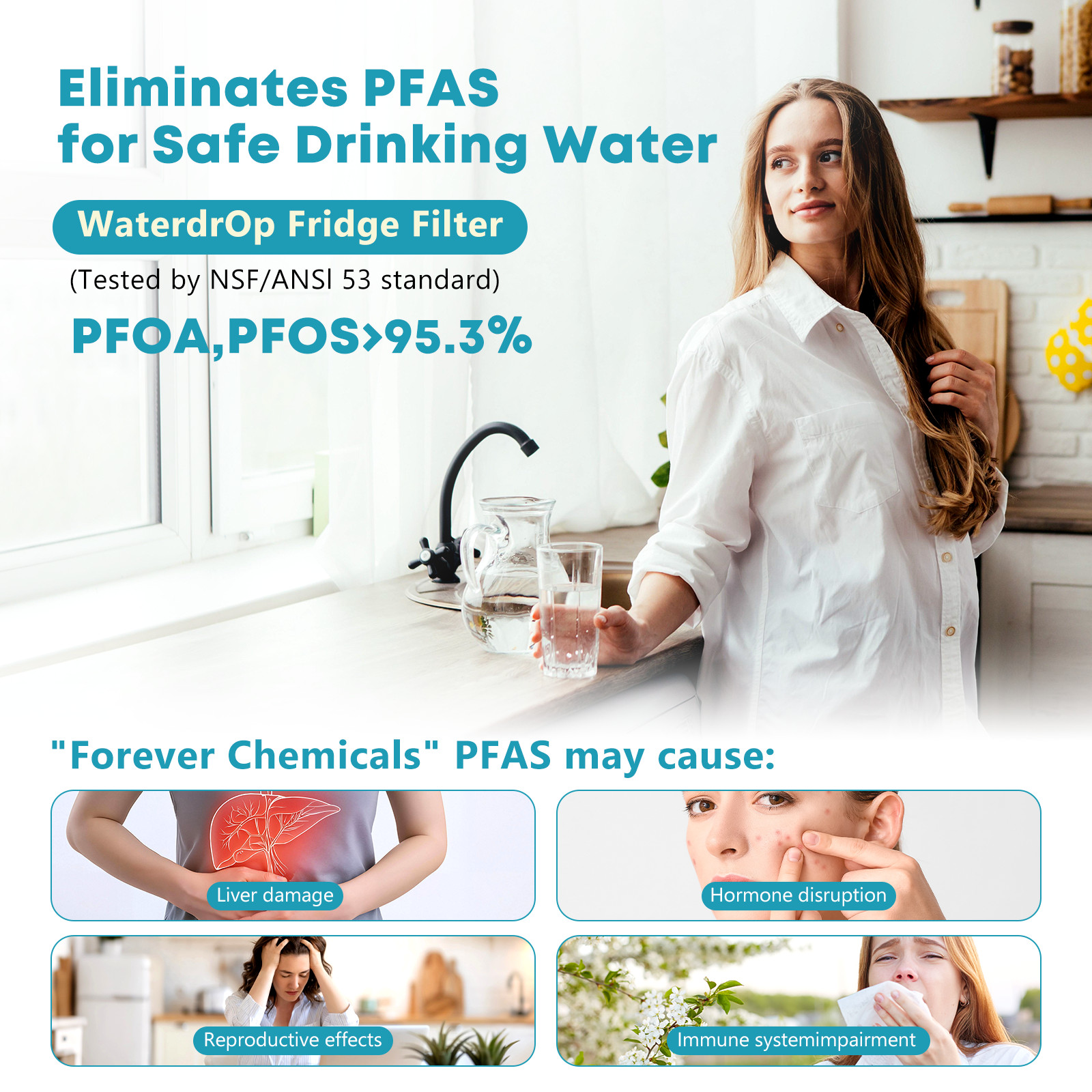 2 Pack Refrigerator Water Replacement Filter P1WB2 W10121145