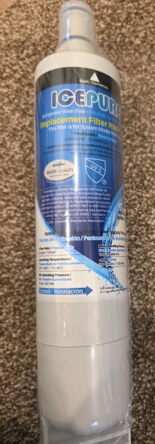IcePure RWF0500A Replacement Water Filter for Whirlpool Kenmore 4396508 EDR5RXD1