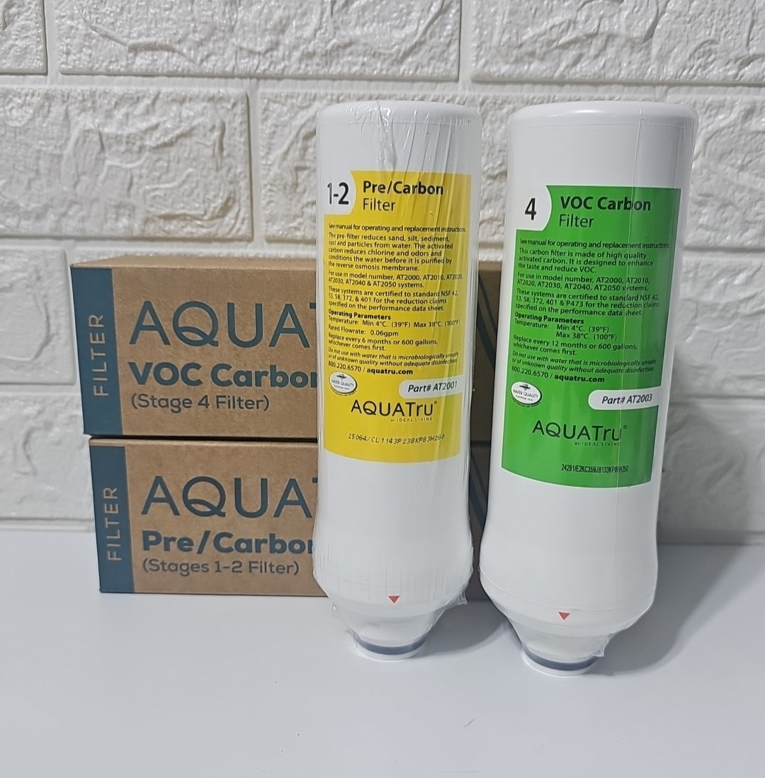 2 Aquatru Replacement water Filters Countertop Reverse Osmosis stages 1-2 And 4