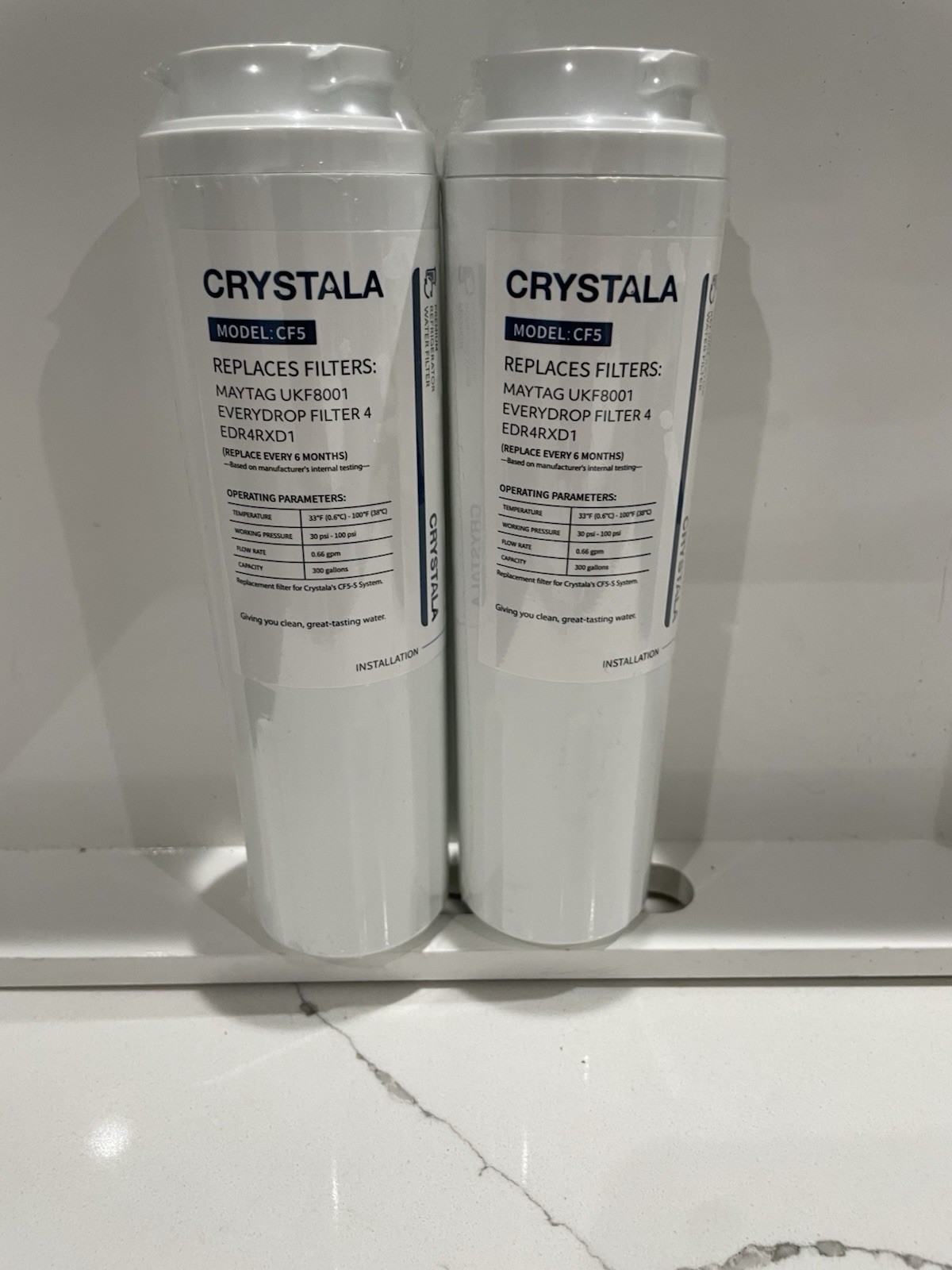 Crystal Premium Refrigerator Water Filter Model CF5 New In Box Maytag UKF8001