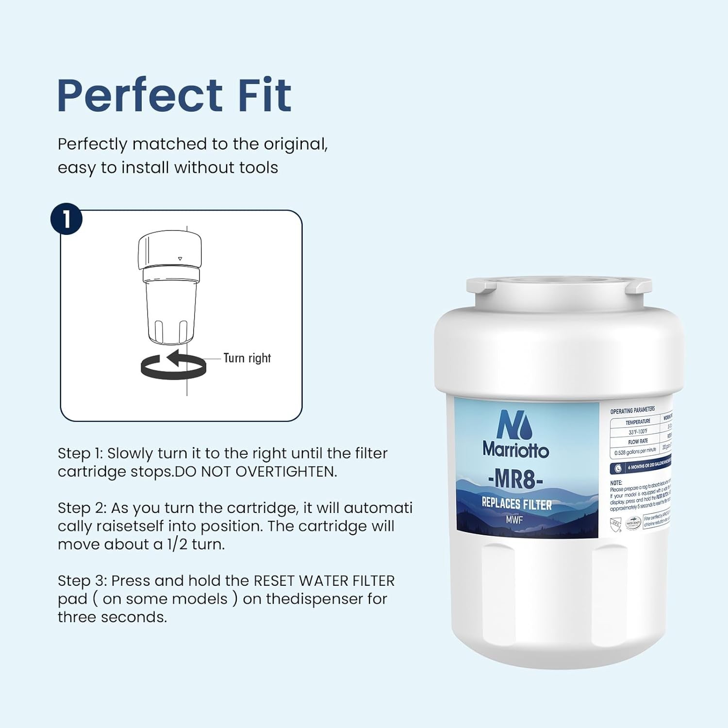 Enhanced Taste & Odor Water Filter for Refrigerators – 6 Lifespan, 1 Count