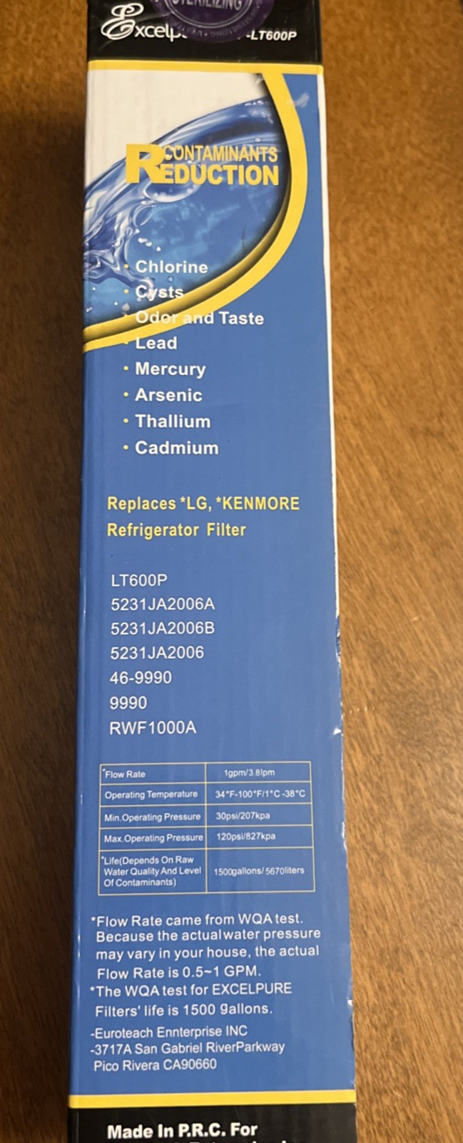 New Excelpure EP-LT600P Refrigerator Water Filter Replacement Compatible with LG