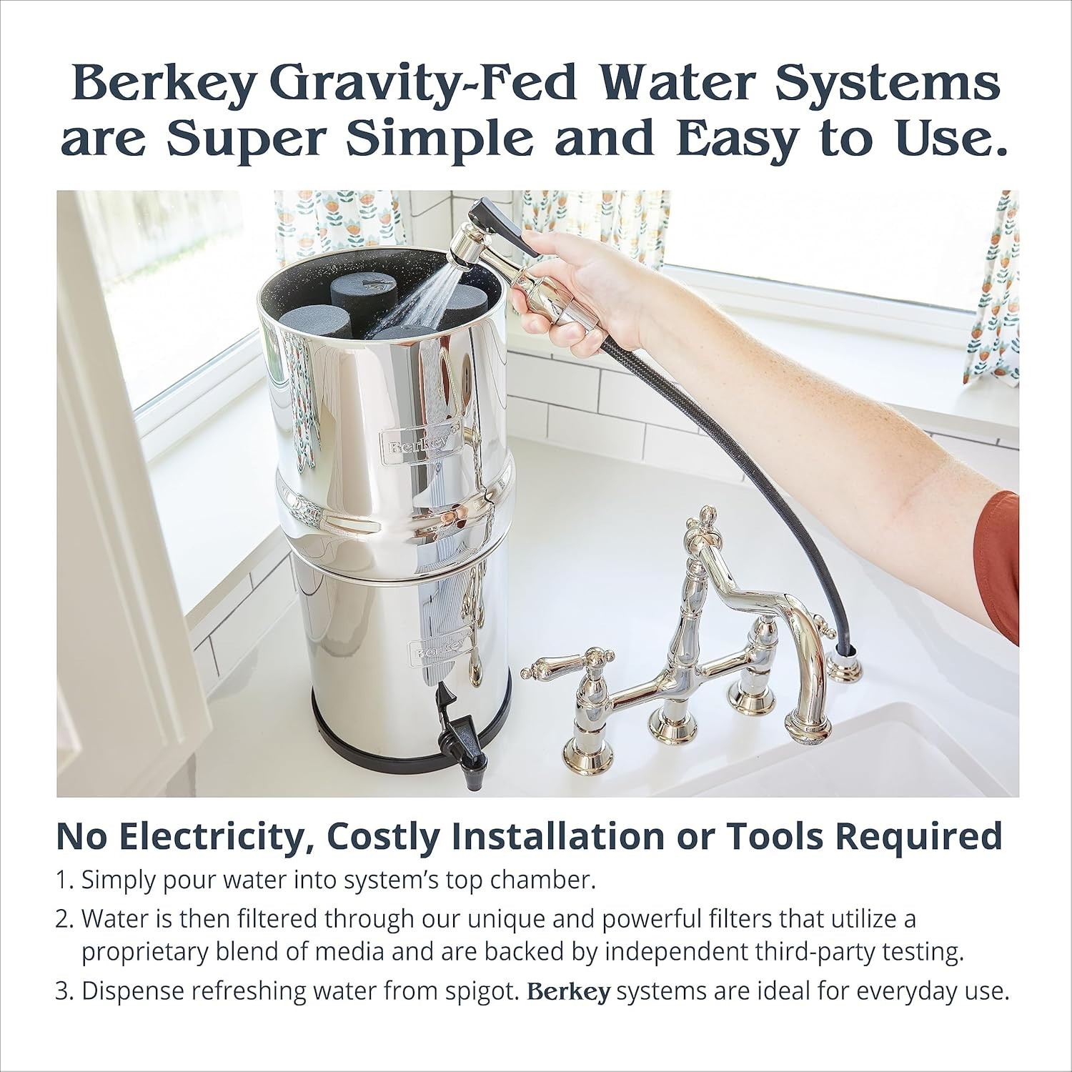 Effortless Stainless Steel 2.25 Gallon Gravity Water Filter – Long-Lasting BB9-2