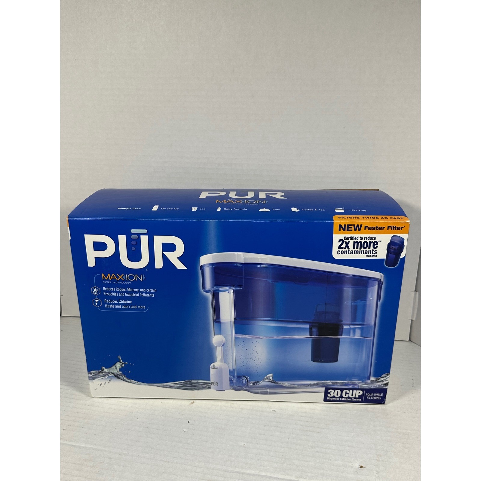 PUR Ultimate30 Cup Water Filter Dispenser MAXION Blue White DS1800Z NEW Open BOX