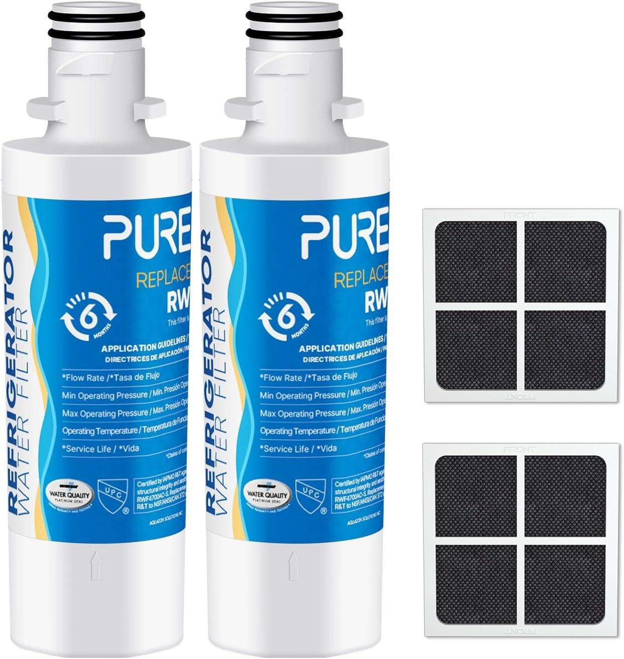 2 PACK PUREPLUS RWF4700AC for LG LT1000P LT1000 LT1000PC & 2 Air Filter af004