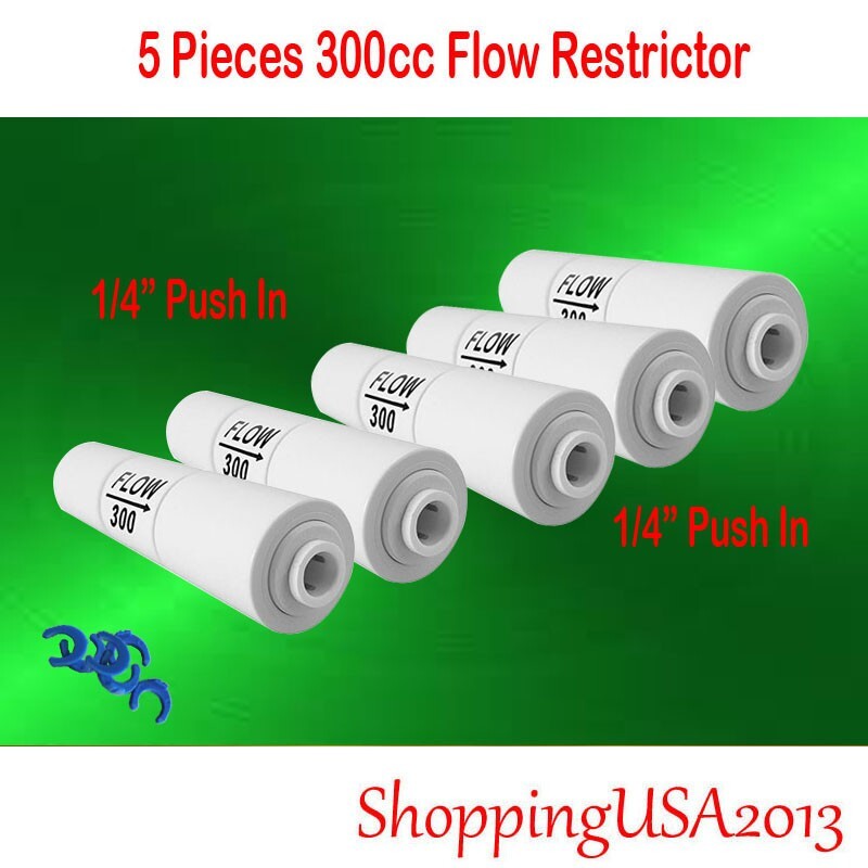 5 Pcs 300 ML Flow Restrictor Push In Quick Connect Kitchen House RO Water Filter