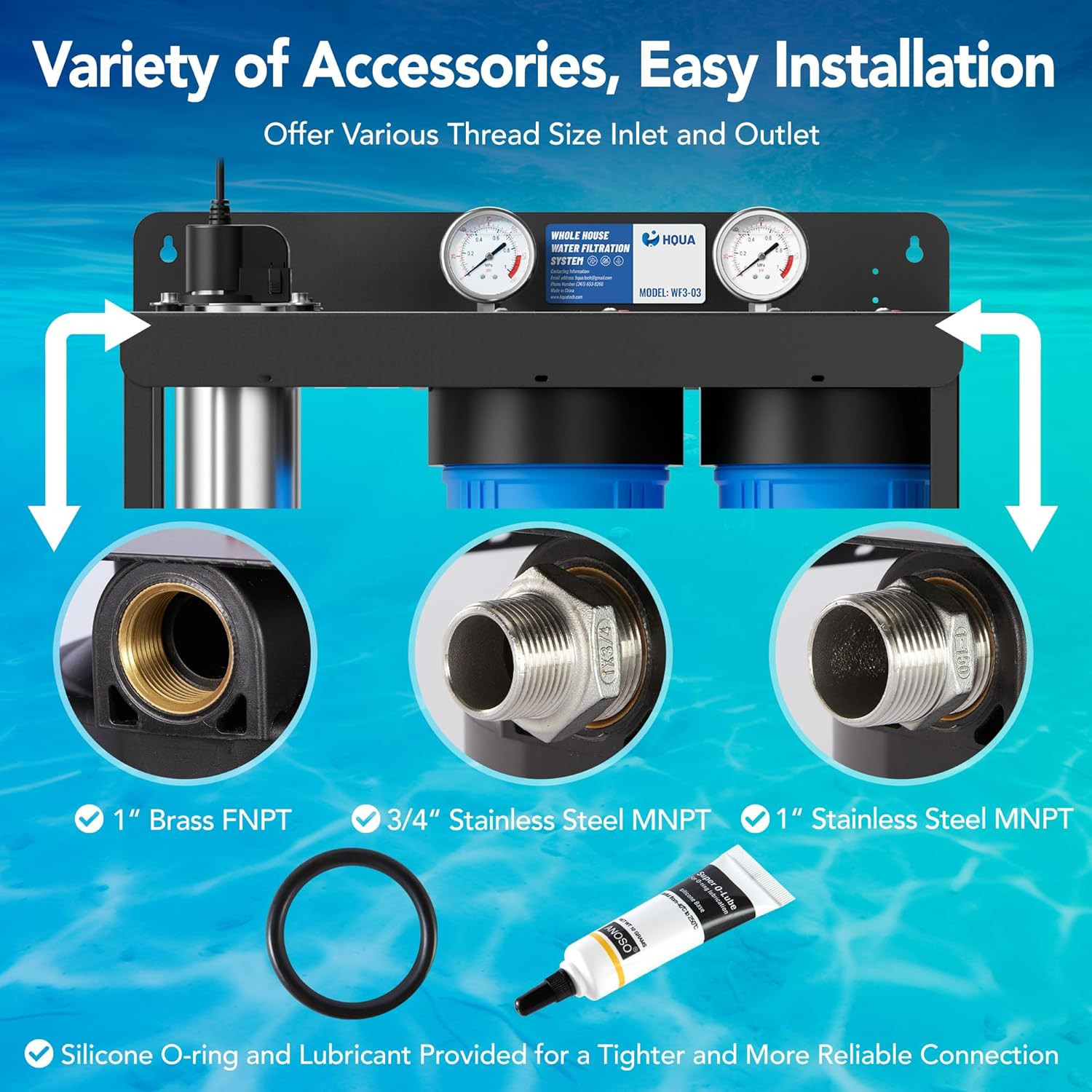 3-Stage Whole House Water Filtration System with UV Filter & Heavy Metal Reducti