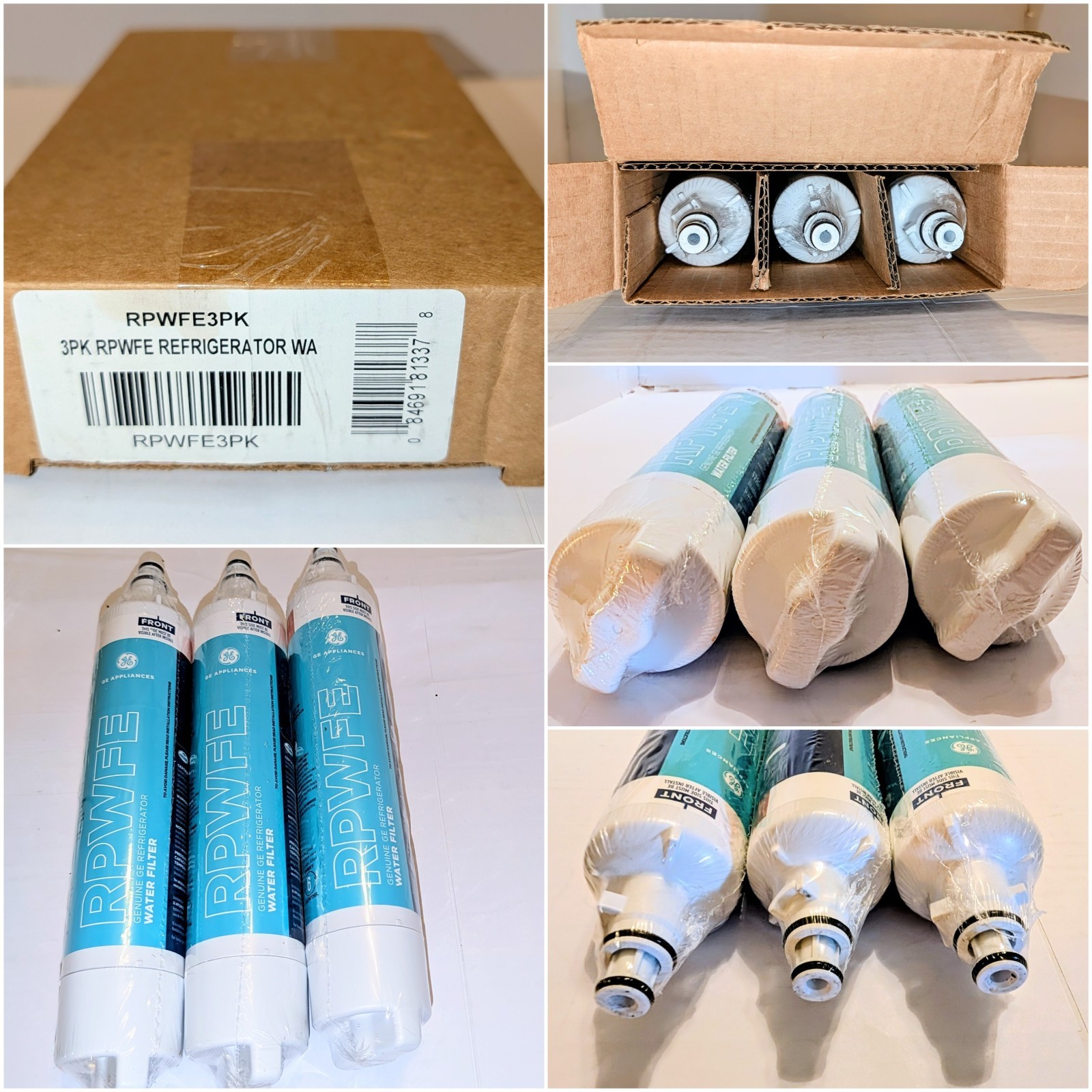 GE RPWFE Water Filter Refrigerator 3 Sealed OEM Fridge Replacement Filters Boxed