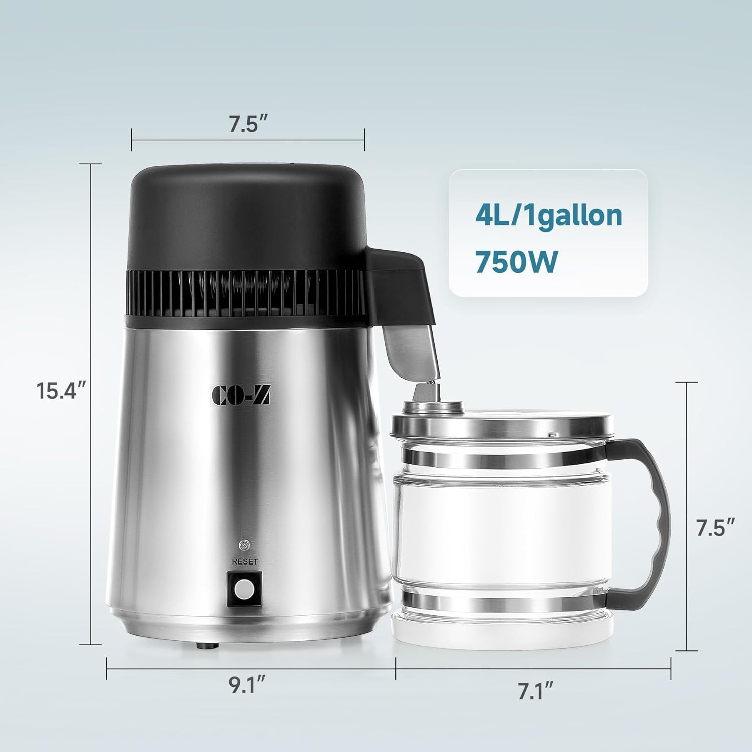 Water Filter Black & Stainless Countertop H2O Distiller Machine Home & Business