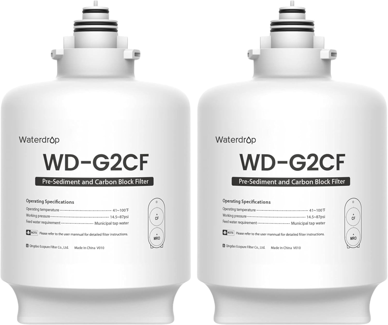 Waterdrop WD-G2CF Filter, Replacement for WD-G2-W, WD-G2-B, WD-G2P600 RO System