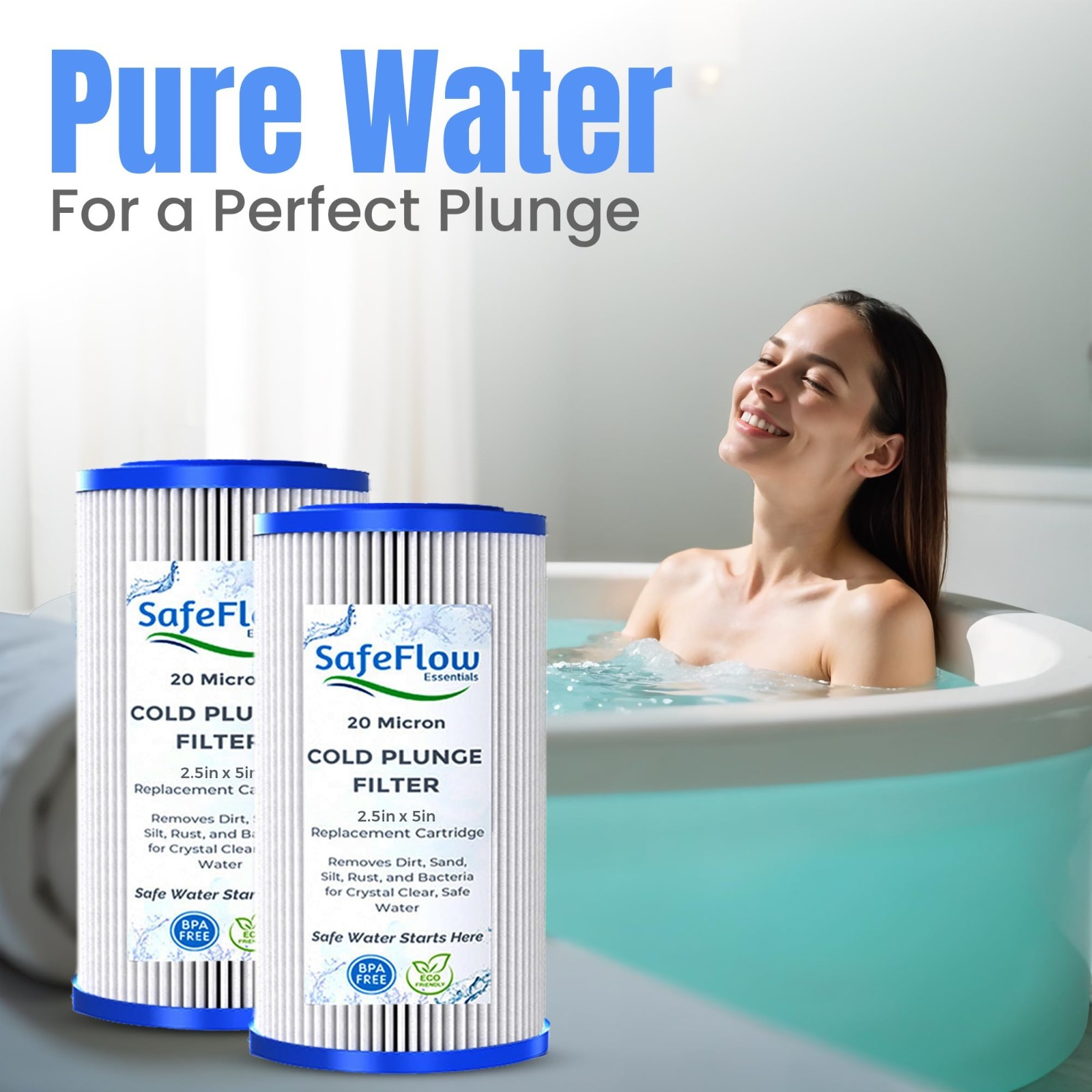5″ x 2.5″ Cold Plunge Filter 20 Micron – Ice Water Chiller & Sink System Compati