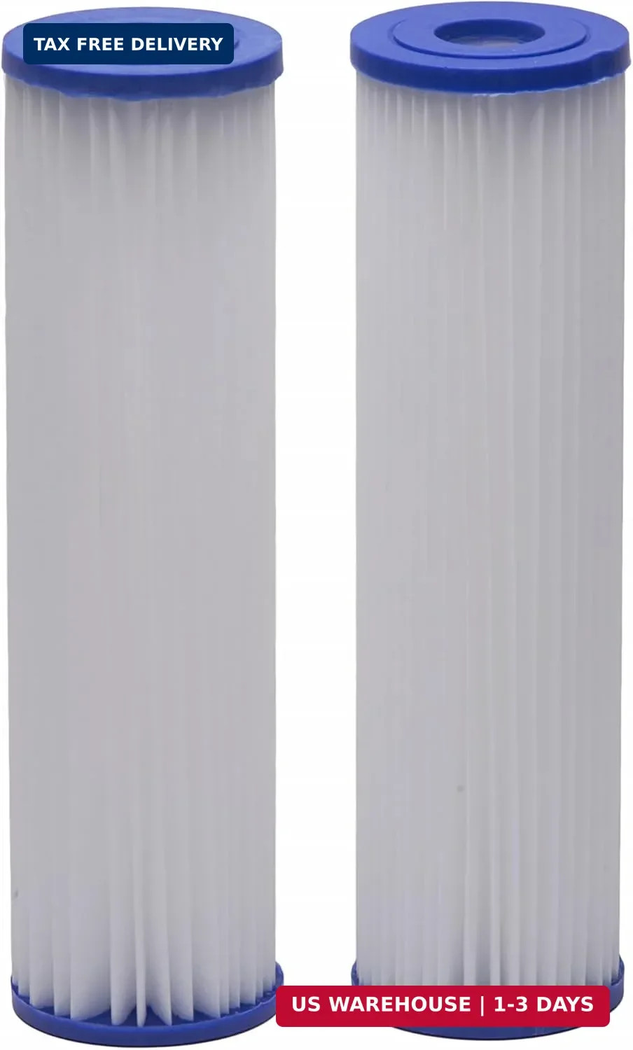 EcoPure EPW2P Pleated Universal Whole Home Water Filter 2-Pack – Fits Standard C