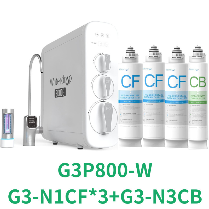 Waterdrop G3P800 Reverse Osmosis System, With G3-N1CF & G3-N3CB,2 Years lifetime