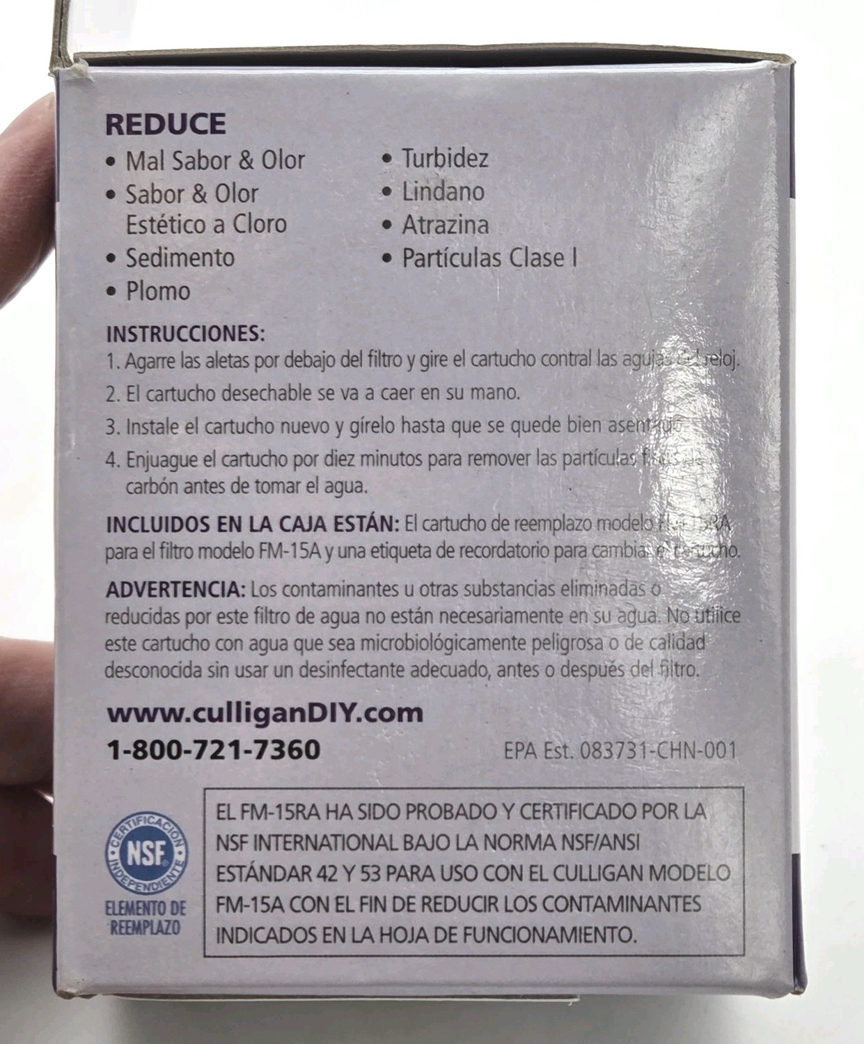 Culligan FM-15RA Replacement Water Filter Cartridge Advanced Filtration 200 Gal.