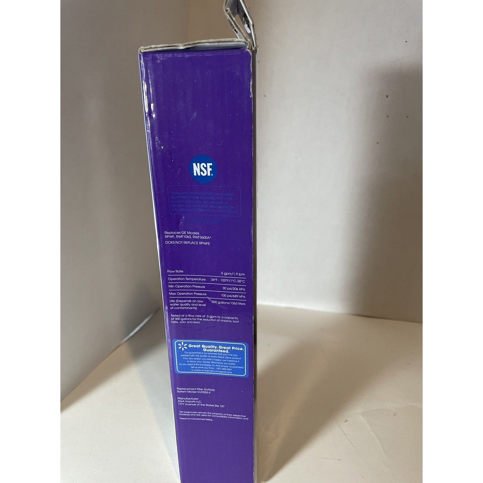 Great Value Refrigerator Water Filter Replaces GE Model RPWF 6months 300 gallons